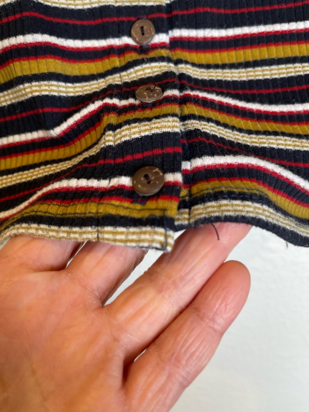 Free People Intimately Cropped Striped Top Small Button Front Ribbed Scoop Neck - Picture 7 of 8